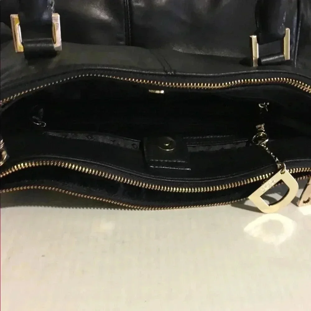DKNY Black leather satchel handbag